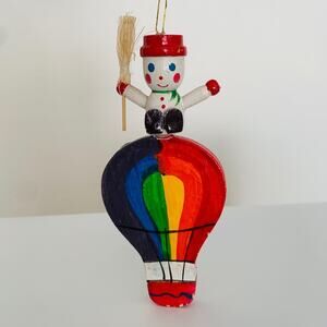 Vintage Rainbow Hot Air Balloon Ornament